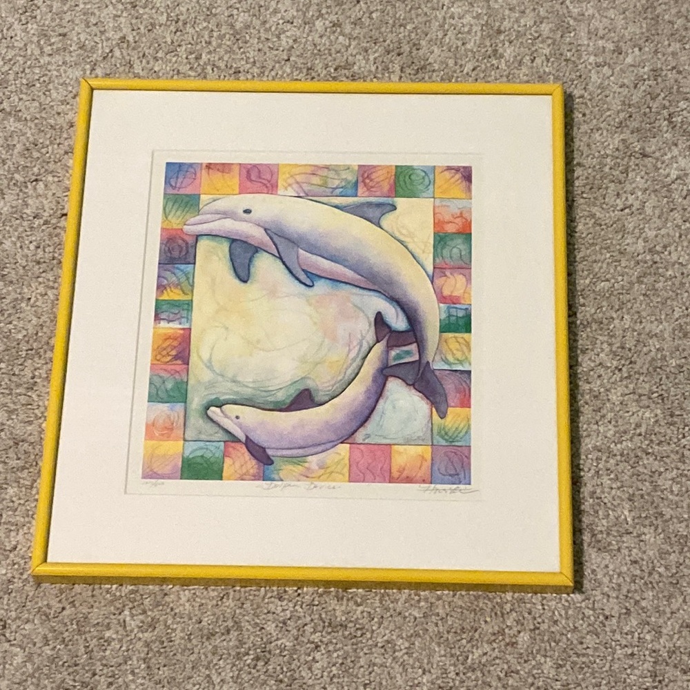Dolphin picture with metal frame